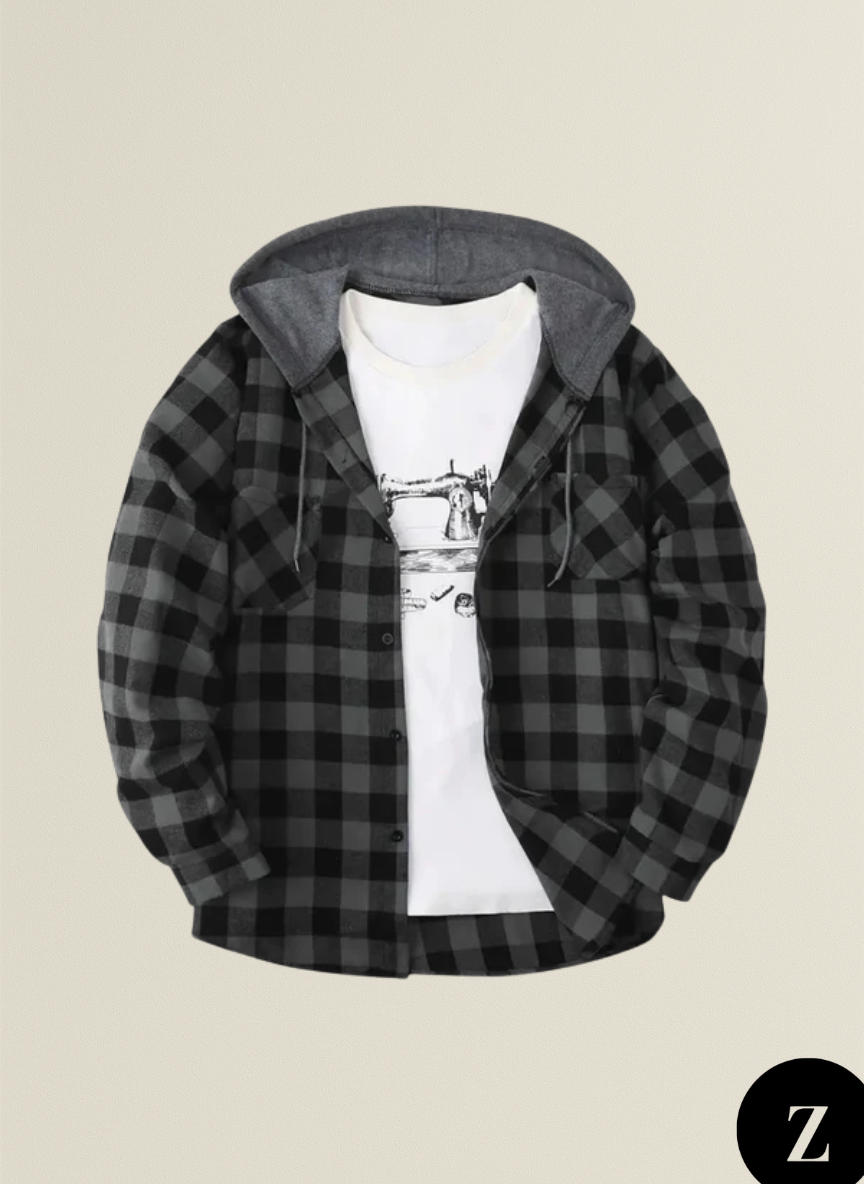 Men's Button-Up Hooded Sweater - Model Gabriel