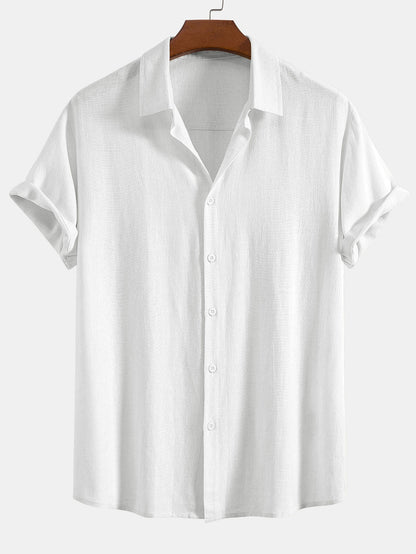Linen Rayon Blend Button Up Shirt & Straight Leg Linen Pants