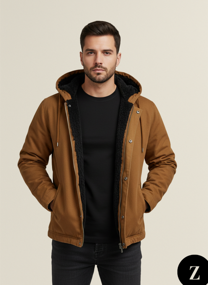Men’s Sherpa-Lined Hooded Jacket - Model Spencer