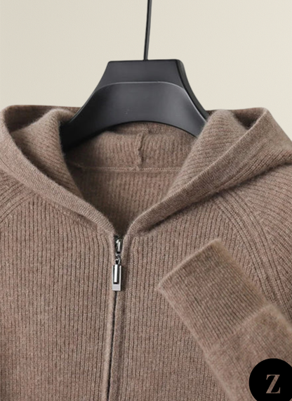 Men's Wool Zipped Hoodie - Model Merino