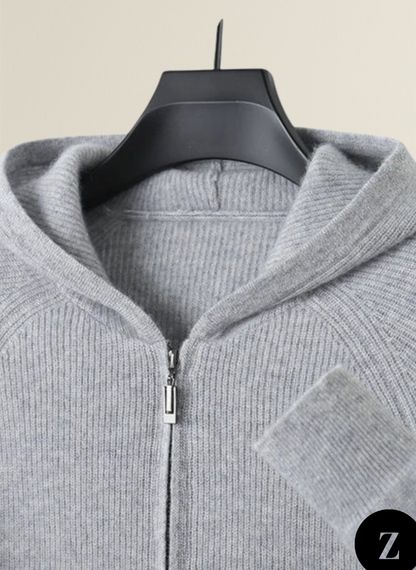 Men's Wool Zipped Hoodie - Model Merino