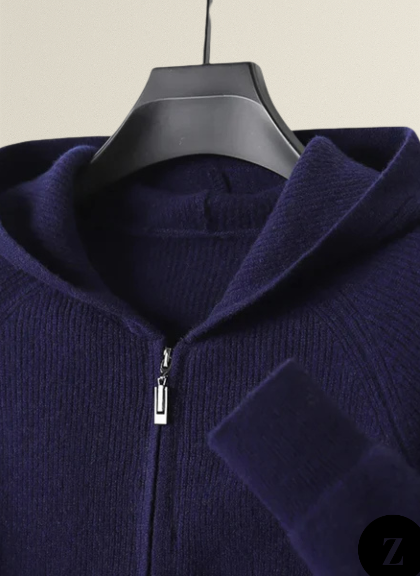 Men's Wool Zipped Hoodie - Model Merino