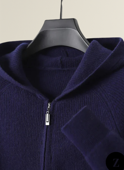 Men's Wool Zipped Hoodie - Model Merino