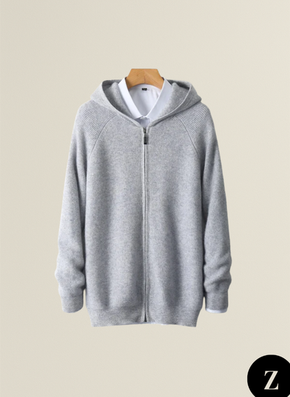 Men's Wool Zipped Hoodie - Model Merino