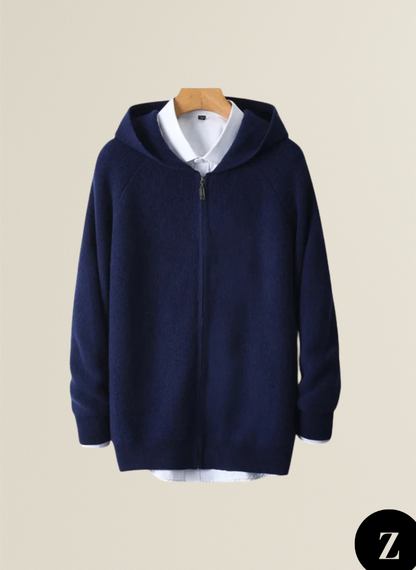 Men's Wool Zipped Hoodie - Model Merino