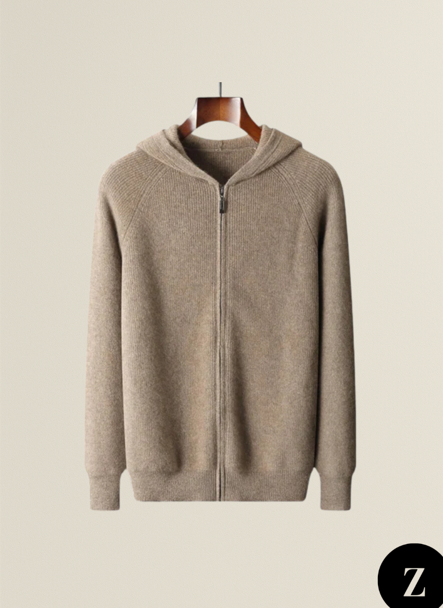 Men's Wool Zipped Hoodie - Model Merino