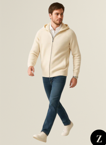Men's Wool Zipped Hoodie - Model Merino
