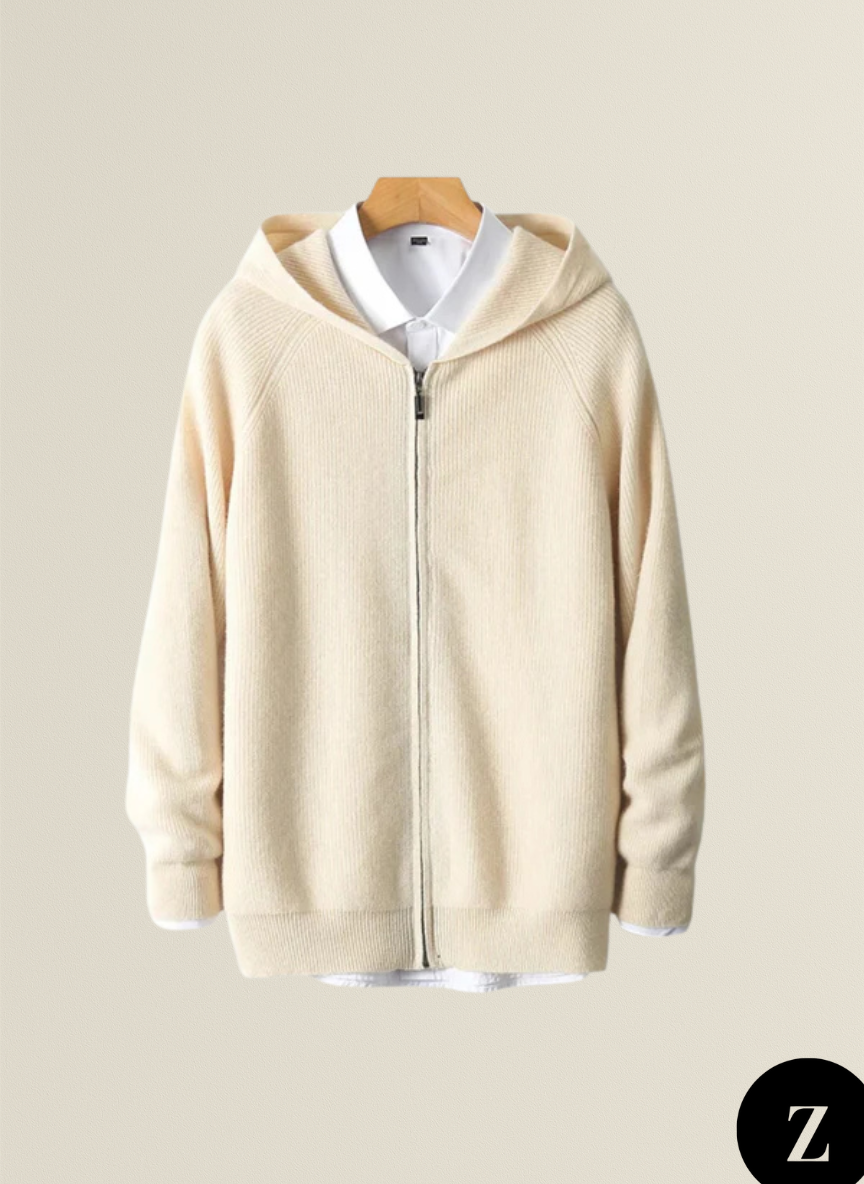 Men's Wool Zipped Hoodie - Model Merino