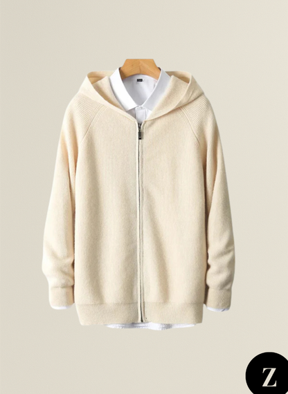Men's Wool Zipped Hoodie - Model Merino