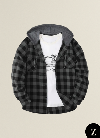 Men's Button-Up Hooded Sweater - Model Gabriel