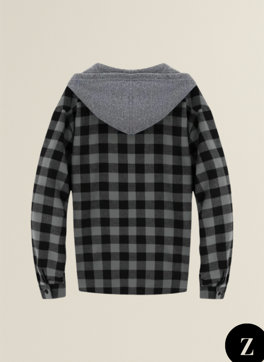 Men's Button-Up Hooded Sweater - Model Gabriel