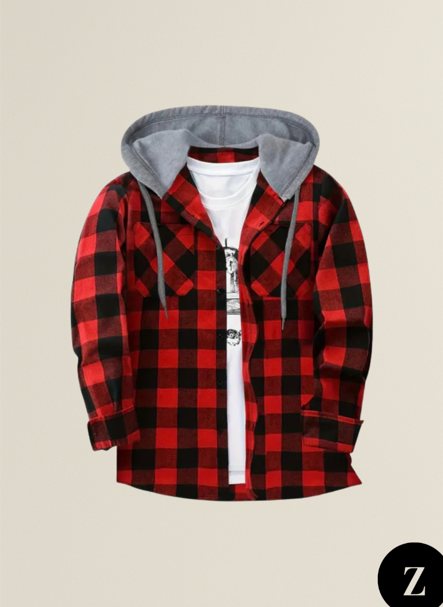 Men's Button-Up Hooded Sweater - Model Gabriel