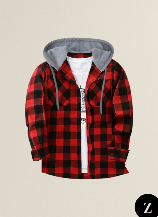 Men's Button-Up Hooded Sweater - Model Gabriel