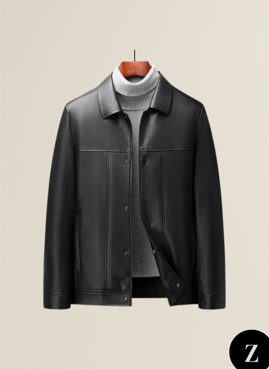 Men's Leather Jacket Polo - Model Presley