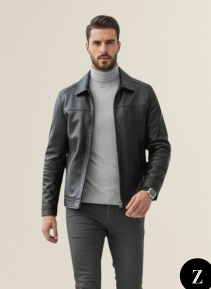 Men's Leather Jacket Polo - Model Presley