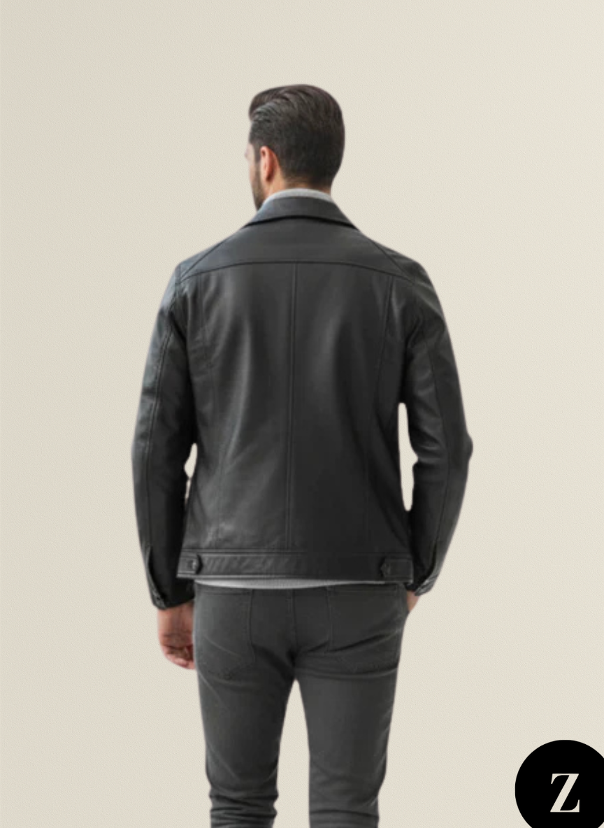 Men's Leather Jacket Polo - Model Presley