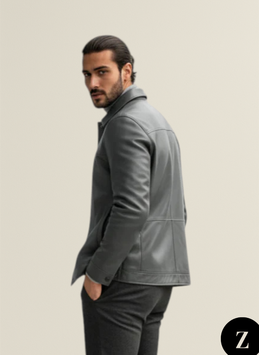 Men's Leather Jacket Polo - Model Presley