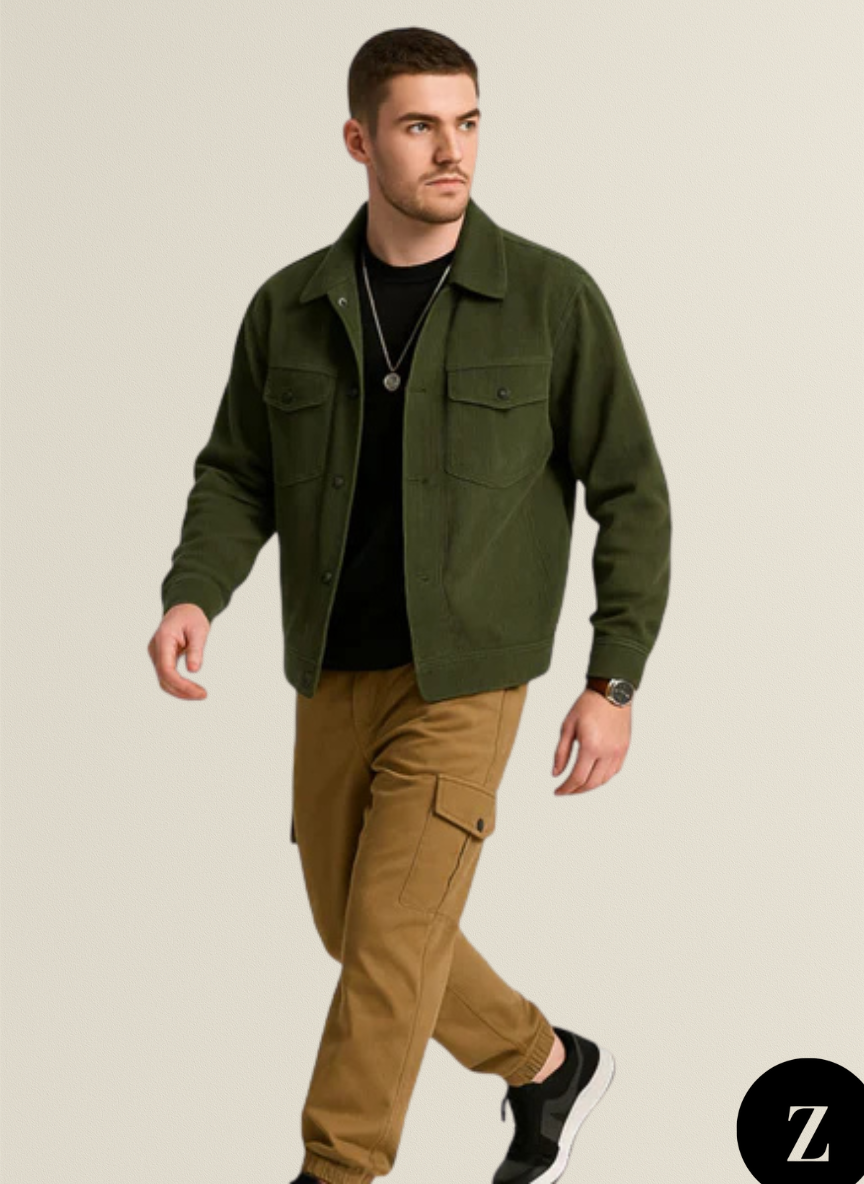 Plus Size Men's Corduroy Jacket - Model Vienna