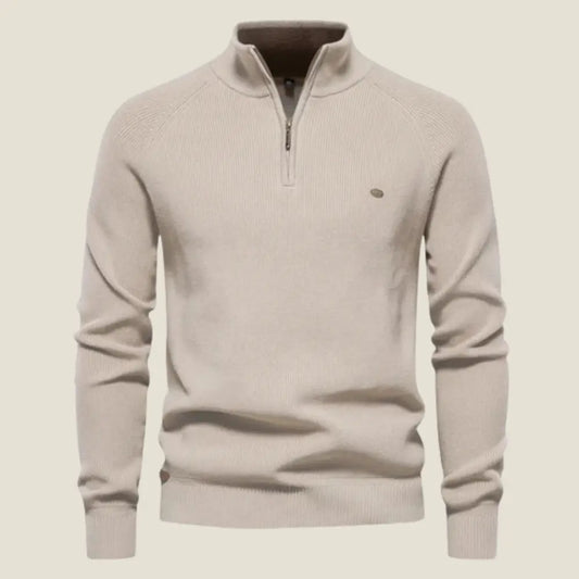Men’s Half-Zip Sweater - Model Bennett - Beige / S - st - bennet